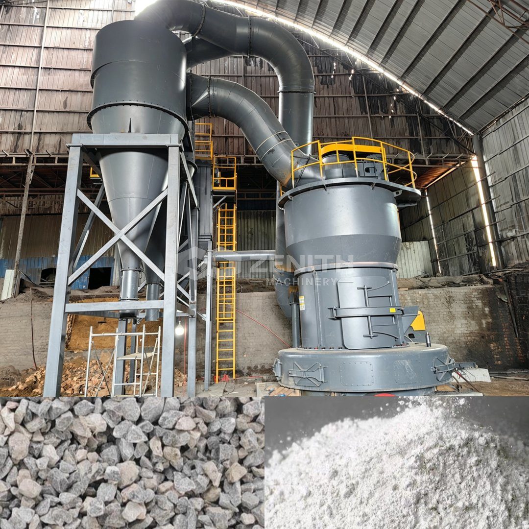 Hệ thống máy nghiền kết hợp tháp phân ly tại Nam Phi — nguyên liệu đá vôi và bột đá vôi thành phẩm